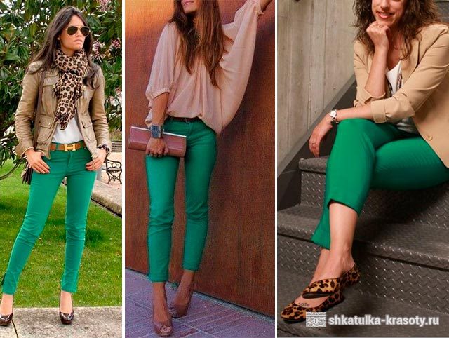 С чем носить зеленые брюки, джинсы — 190 фото #46