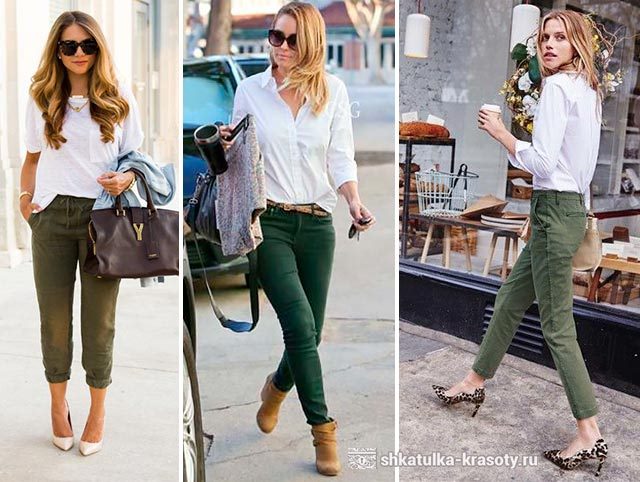 С чем носить зеленые брюки, джинсы — 190 фото #9