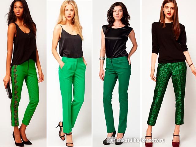 С чем носить зеленые брюки, джинсы — 190 фото #11
