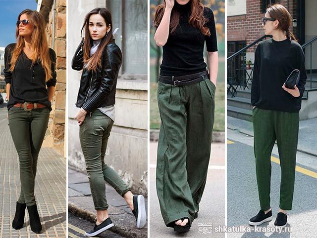 С чем носить зеленые брюки, джинсы — 190 фото #13
