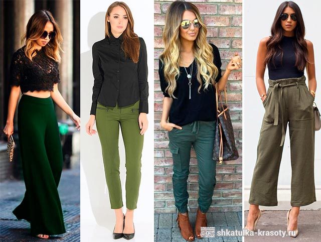 С чем носить зеленые брюки, джинсы — 190 фото #14