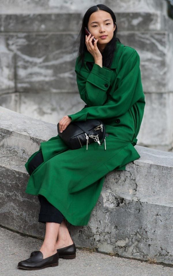 Зеленое пальто темных, ярких оттенков – с чем носить, фото #73