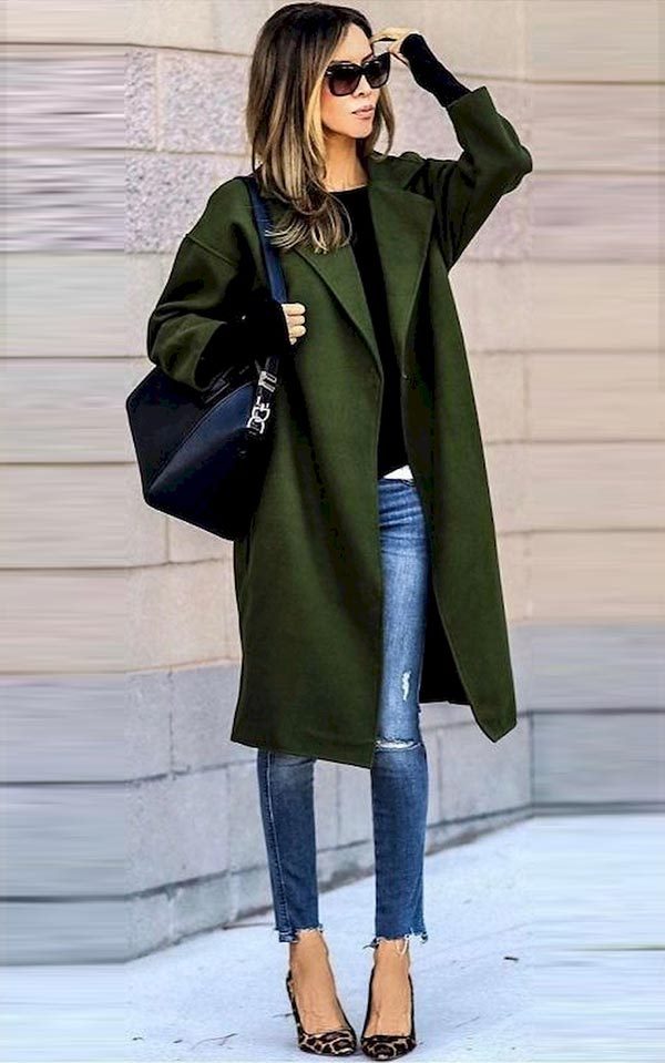 Зеленое пальто темных, ярких оттенков – с чем носить, фото #33