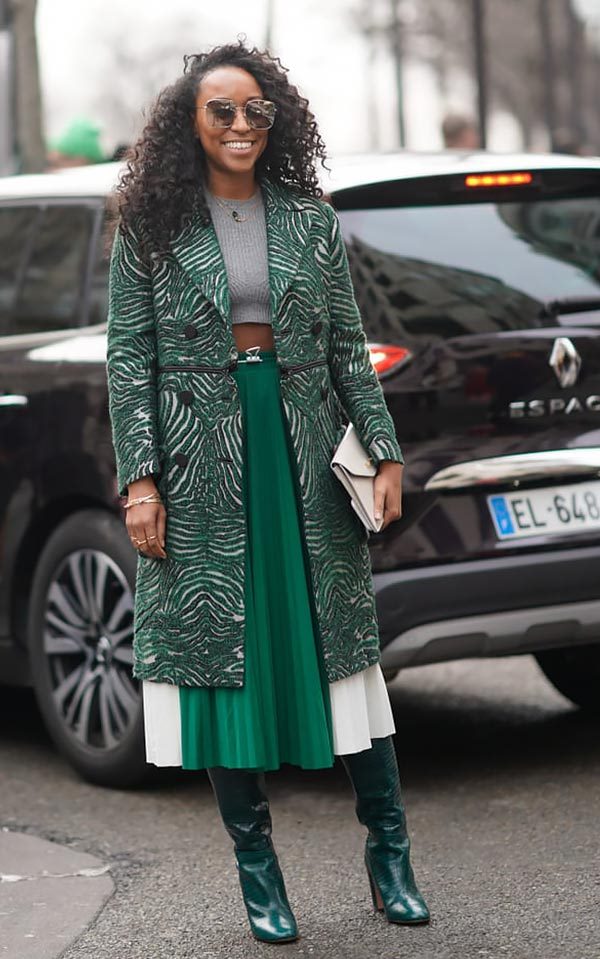 Зеленое пальто темных, ярких оттенков – с чем носить, фото #10