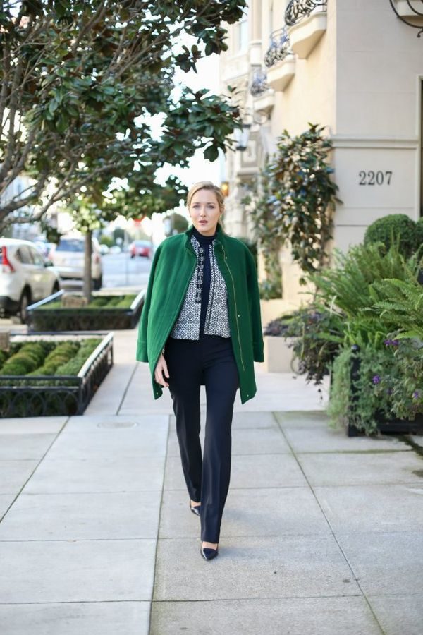 Зеленое пальто темных, ярких оттенков – с чем носить, фото #43