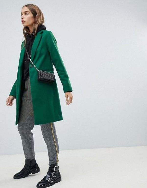 Зеленое пальто темных, ярких оттенков – с чем носить, фото #46
