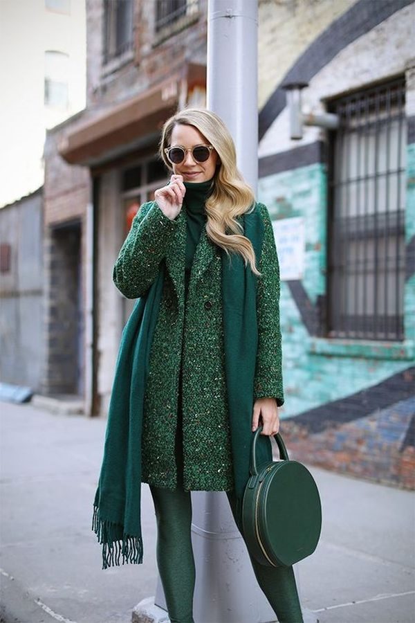 Зеленое пальто темных, ярких оттенков – с чем носить, фото #78