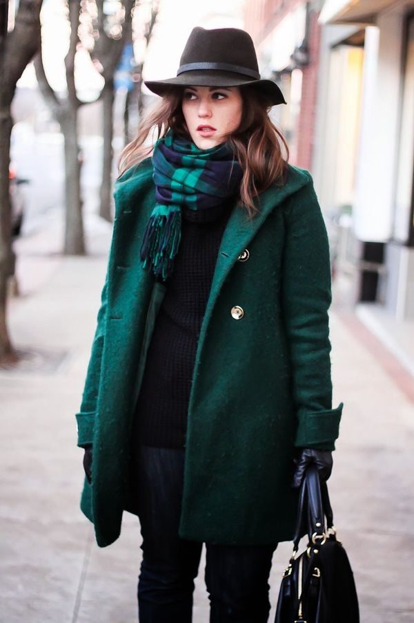 Зеленое пальто темных, ярких оттенков – с чем носить, фото #62