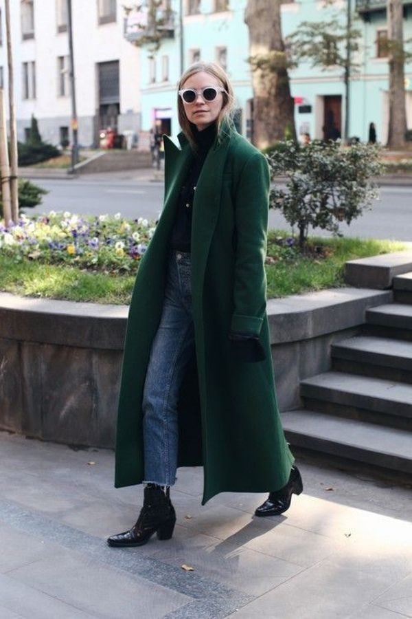 Зеленое пальто темных, ярких оттенков – с чем носить, фото #71
