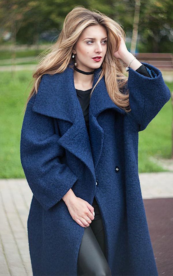 Синее пальто: с чем носить (темное, прямое, длинное), фото #58
