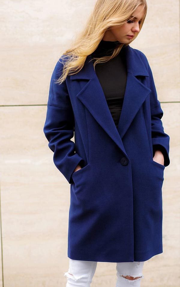 Синее пальто: с чем носить (темное, прямое, длинное), фото #47
