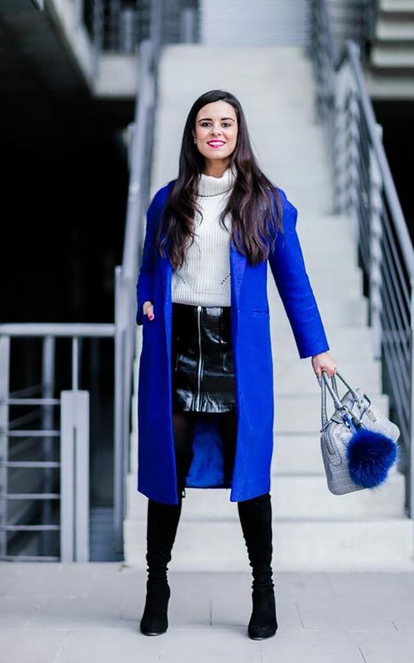 Синее пальто: с чем носить (темное, прямое, длинное), фото #17
