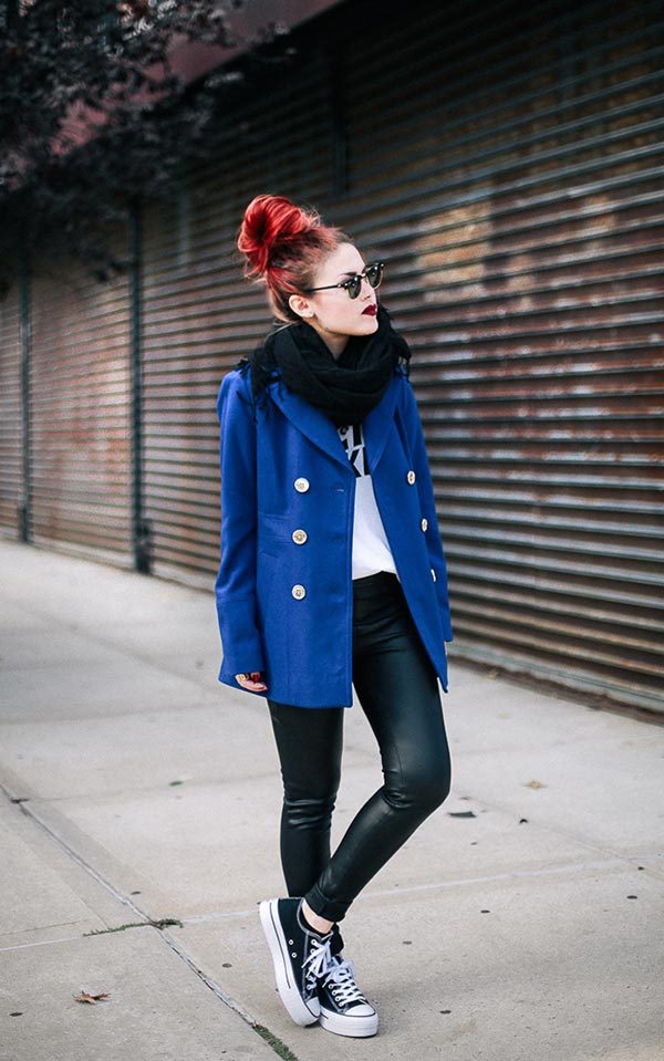 Синее пальто: с чем носить (темное, прямое, длинное), фото #41