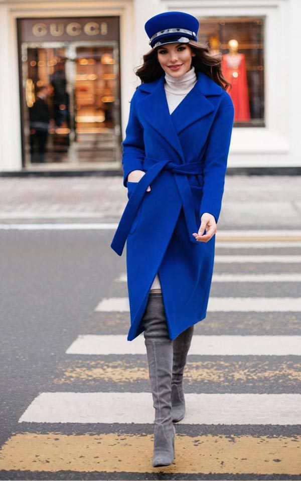 Синее пальто: с чем носить (темное, прямое, длинное), фото #36