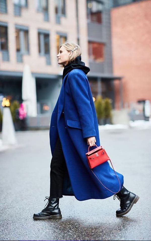 Синее пальто: с чем носить (темное, прямое, длинное), фото #44
