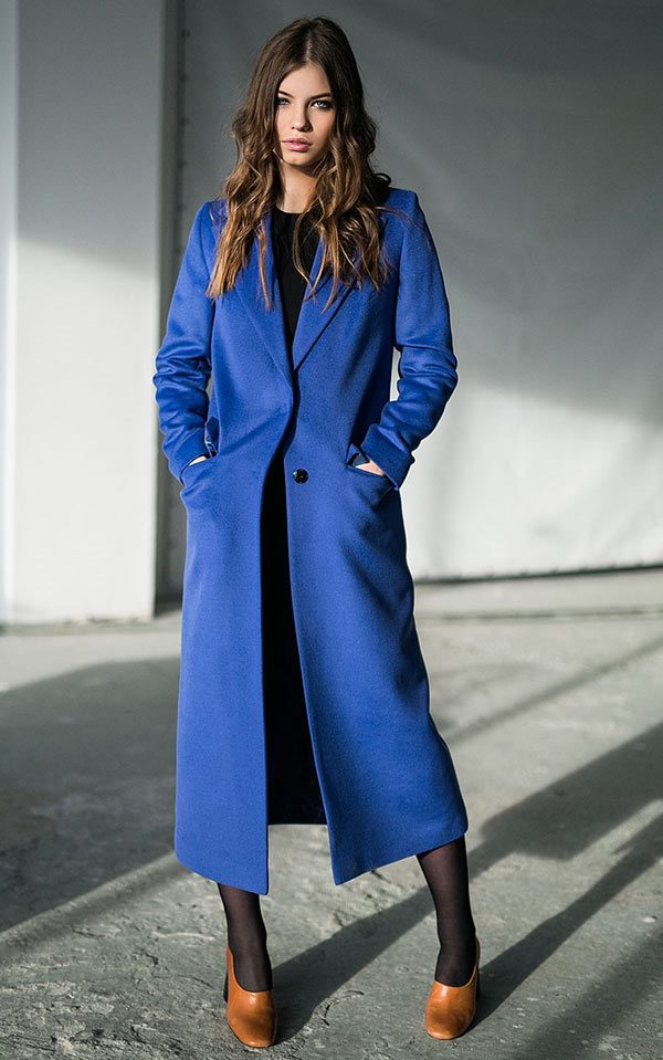 Синее пальто: с чем носить (темное, прямое, длинное), фото #61