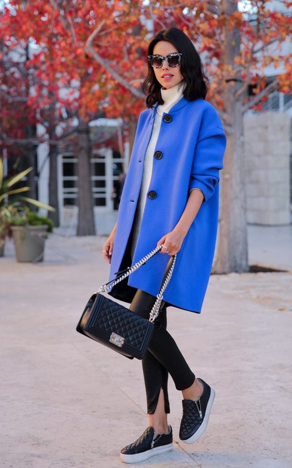 Синее пальто: с чем носить (темное, прямое, длинное), фото #43