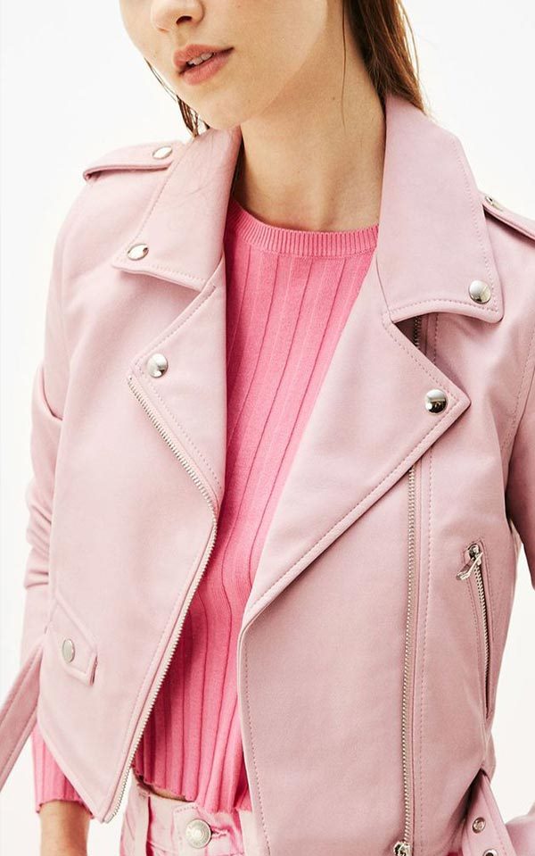 Как и с чем носить розовую кожаную куртку — фото 2023 #24