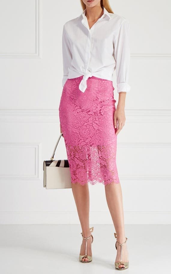 Розовая юбка-карандаш — с чем носить 2023 #2