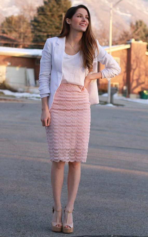 Розовая юбка-карандаш — с чем носить 2023 #20