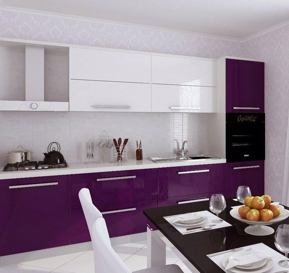  бело-фиолетовая кухня