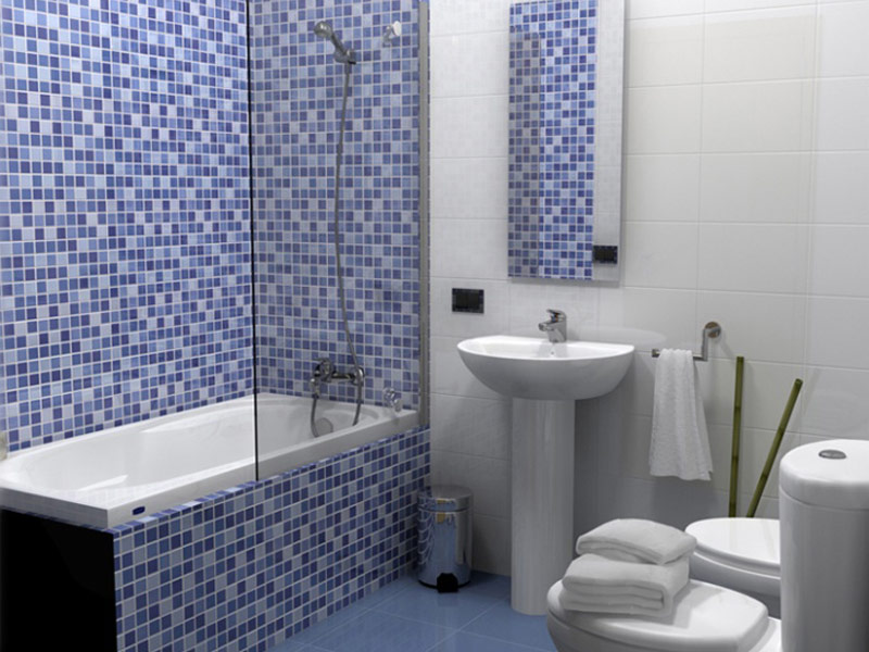  Использование мозаичной плитки для оформления ванной комнаты смотрится очень эффектно